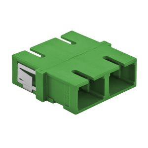 Fiber Optic Adapters, SC Duplex, Snap In Mounting, Zircon Sleeves, Green, 6 Pack