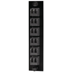 Fiber Optic Panel Adapter, 12-Fiber, 6 LC Duplex, Zircon Sleeves, Black