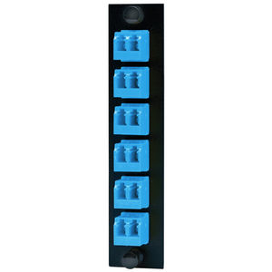 Fiber Optic Panel Adapter, 12-Fiber, 6 LC Duplex, Zircon Sleeves, Blue