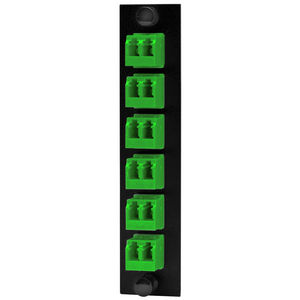 Fiber Optic Panel Adapter, 12-Fiber, 6 LC Duplex, Zircon Sleeves, Green