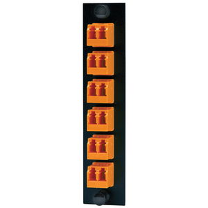Fiber Optic Panel Adapter, 12-Fiber, 6) LC Duplex, Zircon Sleeves, Orange