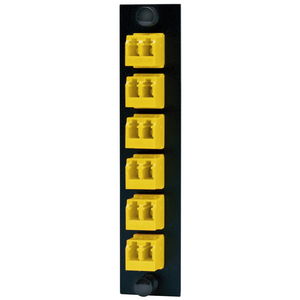 Fiber Adapter Panel, 12-Fiber, 6 LC Duplex, Zircon Sleeves, Yellow