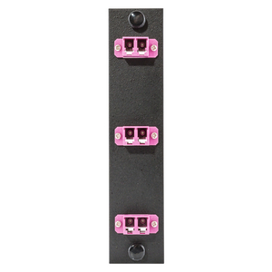 Fiber Optic Panel Adapter,  6-Fiber, 3 LCDuplex, Zircon Sleeves, EVI