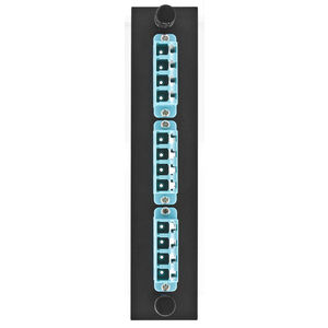 Fiber Adapter Panel, 12-Fiber, 3 LC Quad, Phosphor Bronze, Aqua