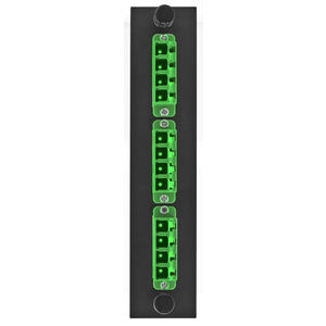 Fiber Optic Panel Adapter, 12-Fiber, 3) LC Quad, Phosphor Bronze Sleeves, Green