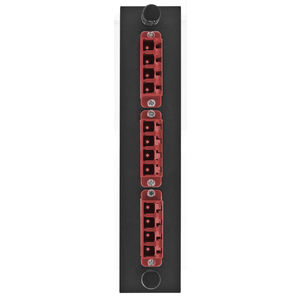 Fiber Optic Panel Adapter, 12-Fiber, 3 LC Quad, Zircon Sleeves, Red