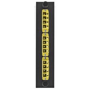 Fiber Optic Panel Adapter, 12-Fiber, 3 LC Quad, Zircon Sleeves, Yellow