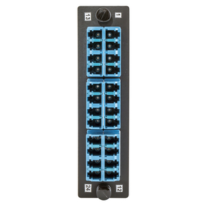 Fiber Optic Adapter Panel, H4 Opening, 24 Port, 6 LC Quad, Zircon Ceramic, Blue