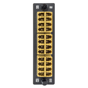 Fiber Optic Adapter Panel, H4 Opening, 24 Port, 6 LC Quad, Zircon Ceramic, Yellow