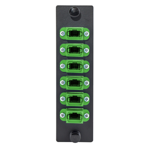 Fiber Optic Adapter Panel, H4 Opening, 6 MTP Simplex, Green