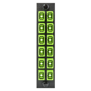 Fiber Optic Panel Adapter, 12-Fiber, 12 SC/APC SMP, Zircon Sleeves, Green