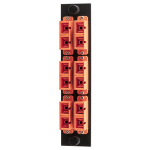 Fiber Optic Panel Adapter, 12-Fiber, 6) SC Duplex, Zircon Sleeves, Orange