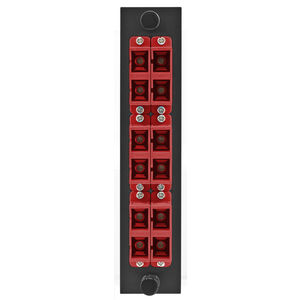 Fiber Optic Panel Adapter, 12-Fiber, 6) SC Duplex, Zircon Sleeves, Red