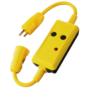 Power Protection Products, GFCI Linecords, Commercial, Auto Set, 15A 125V AC, 5-15R, 18" Cord Length, 4-6 mA Trip Level, Yellow