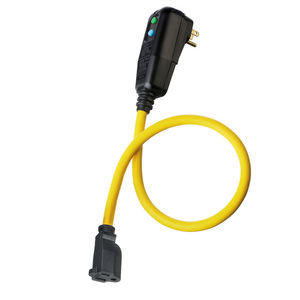 Power Protection Products, GFCI Linecords, Commercial, Manual Set, 15A 125V AC, 5-15R, 2' Cord Length, 4-6 mA Trip Level, Black and Yellow