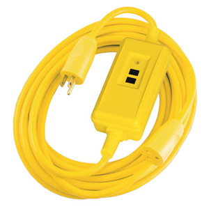 Circuit Guard® Extra Heavy Duty Portable GFCI Line Cord with Automatic Set, 15A, 120V AC, 25', Yellow