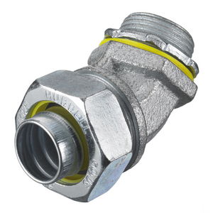 Kellems Wire Management, Liquidtight System, 45 Degree Male Liquid Tight Connector, 3/4", Steel, Non-Insulated