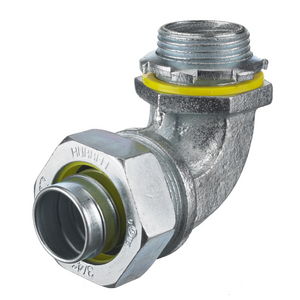 Kellems Wire Management, Liquidtight System, 90 Degree Male Liquid Tight Connector, 1/2", Steel, Non-Insulated
