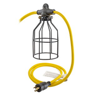 Temporary Lighting Products, 12/3 100' Straight Blade Light String, With Plastic Guard. 10 Fixtures