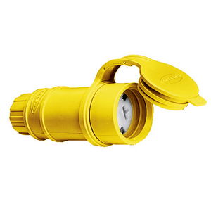 Straight Blade Devices, Elastomeric, Female Connector Body, 20A 125V, 2-Pole 3-Wire Grounding, 5-20P, Screw Terminal, Yellow, Water/Dust-Tight Housing