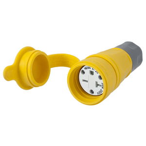 Straight Blade Devices, Elastomeric, Female Connector Body, 20A 250V, 2-Pole 3-Wire Grounding, 6-20P, Screw Terminal, Yellow, Water/Dust-Tight Housing