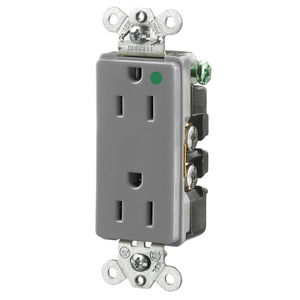 Straight Blade Devices, Receptacles, Duplex, Hospital Grade, 2-Pole 3-Wire Grounding, 15A 125V, 5-15R, Gray, Single Pack