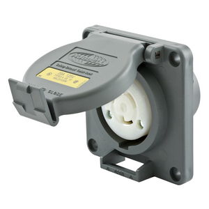 Locking Devices, Twist-Lock®, Watertight Safety Shroud, Receptacle, 20A 125V, 2-Pole 3-Wire Grounding, L5-20R, Screw Terminal, Gray