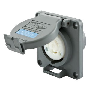 Locking Devices, Twist-Lock®, Industrial, Receptacle, 20A 250V, 2-Pole 3-Wire Grounding, L6-20R, Screw Terminal, Gray
