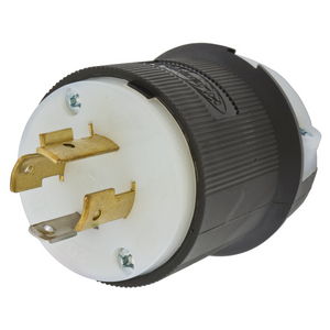 HBL2411ST - Twist-Lock® Edge Plug with Spring Termination, 20A, 125/250V, L14-20P, Black and White Nylon