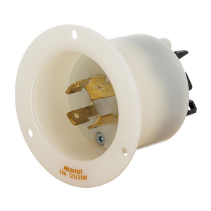 HBL2415ST - Twist-Lock® Edge Flanged Inlet with Spring Termination, 20A, 125/250V, L14-20P, White