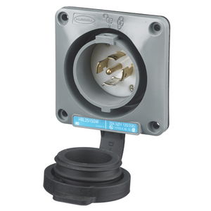 Locking Devices, Twist-Lock®, Watertight Safety Shroud, Flanged Inlet, 20A 3-Phase Wye 120/208V AC, 4-Pole 5-Wire Grounding, L21-20P, Screw Terminal