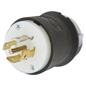 EdgeConnect™ Twist-Lock® Plug with Spring Termination, 20A, 277/480V, L22-20R, Black and White Nylon