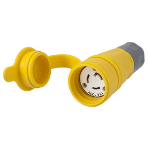 Watertight Devices, Twist-Lock® Connector, 15A, 125V AC, 2 Pole, 3 Wire, Thermoplastic elastomer, NEMA L5-15R, Yellow