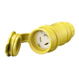 Locking Devices, Elastomeric, Female Connector Body, 15A 125V, 2-Pole 3-Wire Grounding, L5-15R, Screw Terminal, Yellow, Water/Dust-Tight Housing