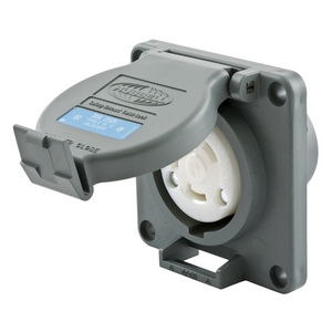 Locking Devices, Twist-Lock®, Watertight Safety Shroud, Receptacle, 30A 250V, 2-Pole 3-Wire Grounding, L6-30R, Screw Terminal, Gray