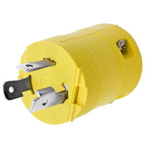 Locking Devices, Twist-Lock®, Corrosion Resistant Valise® Plug, 30A, 125V AC, 2 Pole, 3 Wire Grounding, NEMA L5-30P, Corrosion resistant, Yellow nylon