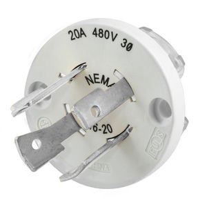 Locking Devices, Elastomeric, Male Plug Interior, 20A 3-Phase 480V AC, 3-Pole 4-Wire Grounding, L16-20P, Screw Terminal