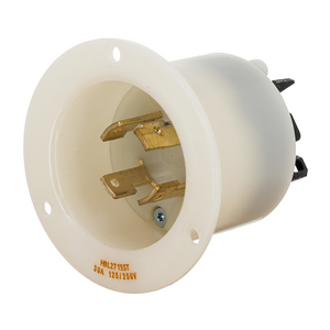 HBL2715ST - Twist-Lock® Edge Flanged Inlet with Spring Termination, 30A, 125/250V, L14-30P, White