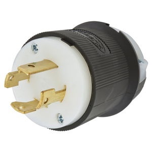 HBL2721ST - Twist-Lock® Edge Plug with Spring Termination, 30A, 3P 250V, L15-30P, Black and White Nylon