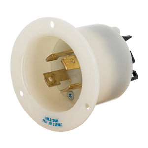 HBL2725ST - Twist-Lock® Edge Flanged Inlet with Spring Termination, 30A, 3P 250V, L15-30P, White
