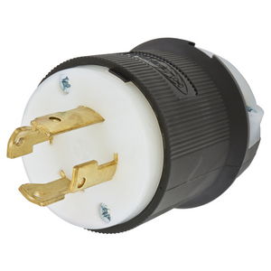 HBL2731ST - Twist-Lock® Edge Plug with Spring Termination, 30A, 3P 480V, L16-30P, Black and White Nylon