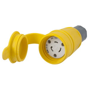Locking Devices, Elastomeric, Female Connector Body, 20A 125V, 2-Pole 3-Wire Grounding, L5-20R, Screw Terminal, Yellow, Water/Dust-Tight Housing