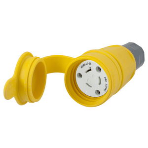 Locking Devices, Elastomeric, Female Connector Body, 20A 277V AC, 2-Pole 3-Wire Grounding, L7-20R, Screw Terminal, Yellow, Water/Dust-Tight Housing