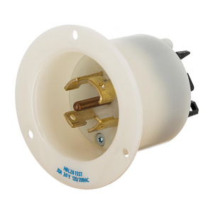 HBL2815ST - Twist-Lock® Edge Flanged Inlet with Spring Termination, 30A, 120/208V, L21-30P, White