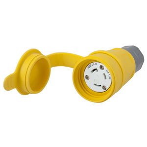 Locking Devices, Elastomeric, Female Connector Body, 30A 125V, 2-Pole 3-Wire Grounding, L5-30R, Screw Terminal, Yellow, Water/Dust-Tight Housing