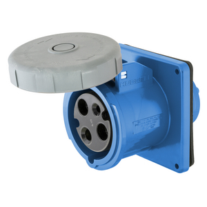 IEC Pin and Sleeve Devices, Industrial Grade, Female Receptacle, 16A 220-240V, 2-Pole 3- Wire Grounding, Terminal Screws, Blue, Watertight