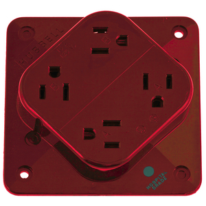 Straight Blade Devices, Receptacles, 4- Plex, Hospital Grade, 2-Pole 3-Wire Grounding, 15A 125V, 5-15R, Red, Single Pack