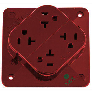 Straight Blade Devices, Receptacles, 4- Plex, Hospital Grade, 2-Pole 3-Wire Grounding, 20A 125V, 5-20R, Red, Single Pack