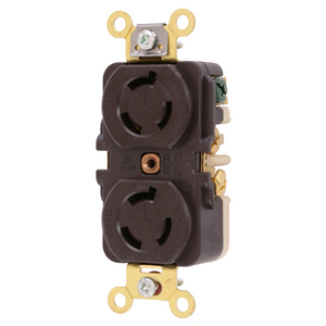 Locking Devices, Twist-Lock, Industrial, Single Receptacle, 15A 250V,  2-Pole 3-Wire Grounding, L6-15R, Screw Terminal, Black