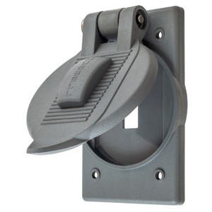 Wall Plates and Covers, Weatherproof Cover, 1-Gang, 1) Toggle, PBT, Gray